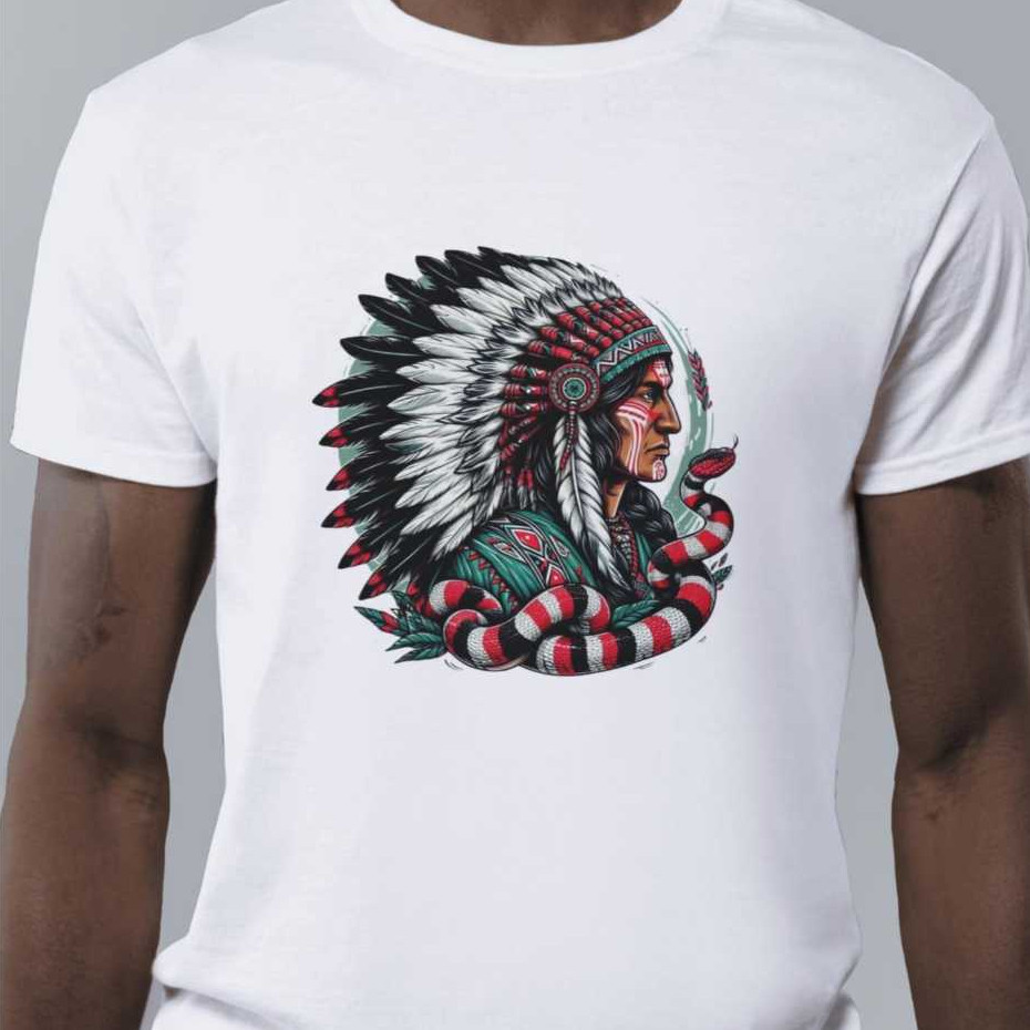 CAMISETA CABOCLO COBRA CORAL - 100% ALGODÃO UMBANDA UNISSEX LANÇAMENTO