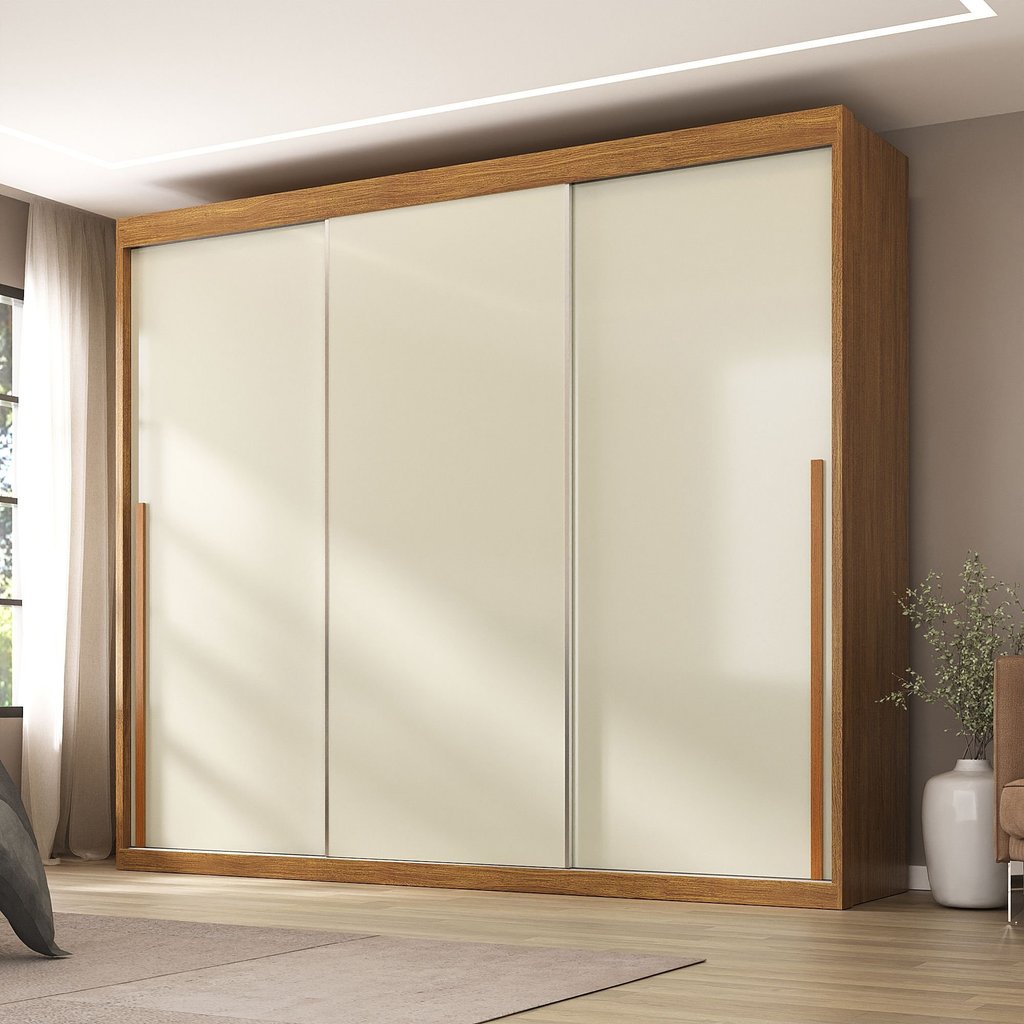 Guarda-roupa Portas de Correr Spazio Cinamomo/Off White em Oferta na Shopee