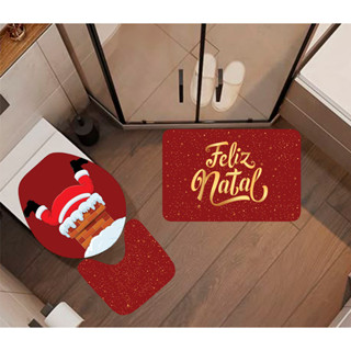 Tapete de Banheiro Natalino Kit 3 Peças – Antiderrapante, Decorativo e Confortável (JOB N112) em Oferta na Shopee