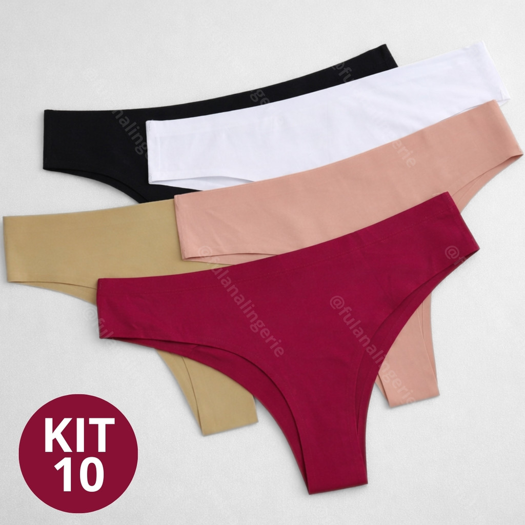 Kit Calsinhas Sem Costura Corte a Laser Tanga Conforto Poliamida -Tanga Import