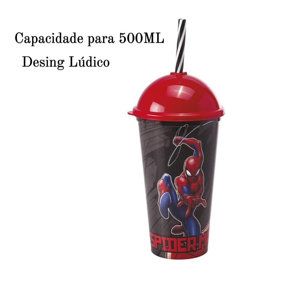 Copo Infantil Plasútil Shake Com Estampa Homem-Aranha De 500ML em Oferta na Shopee