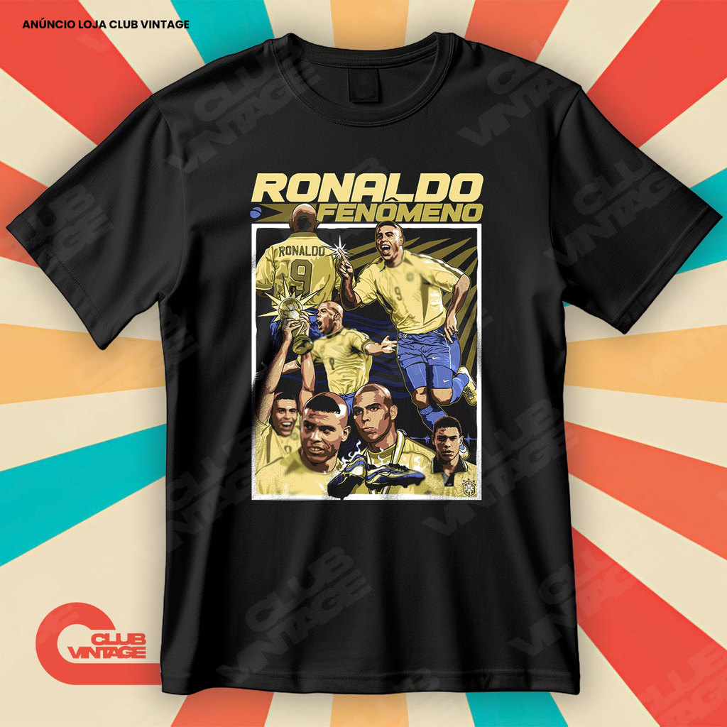 Camiseta Ronaldo Lazario Fenomeno Seleção Jogador Histórico Lenda Blusa Camisa Futebol 100% Algodão