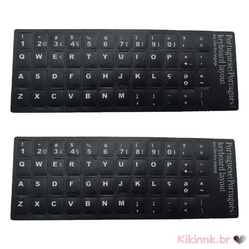 2 Peças Adesivos Letras Teclado Portugueses E Números Substituição Fundo Preto