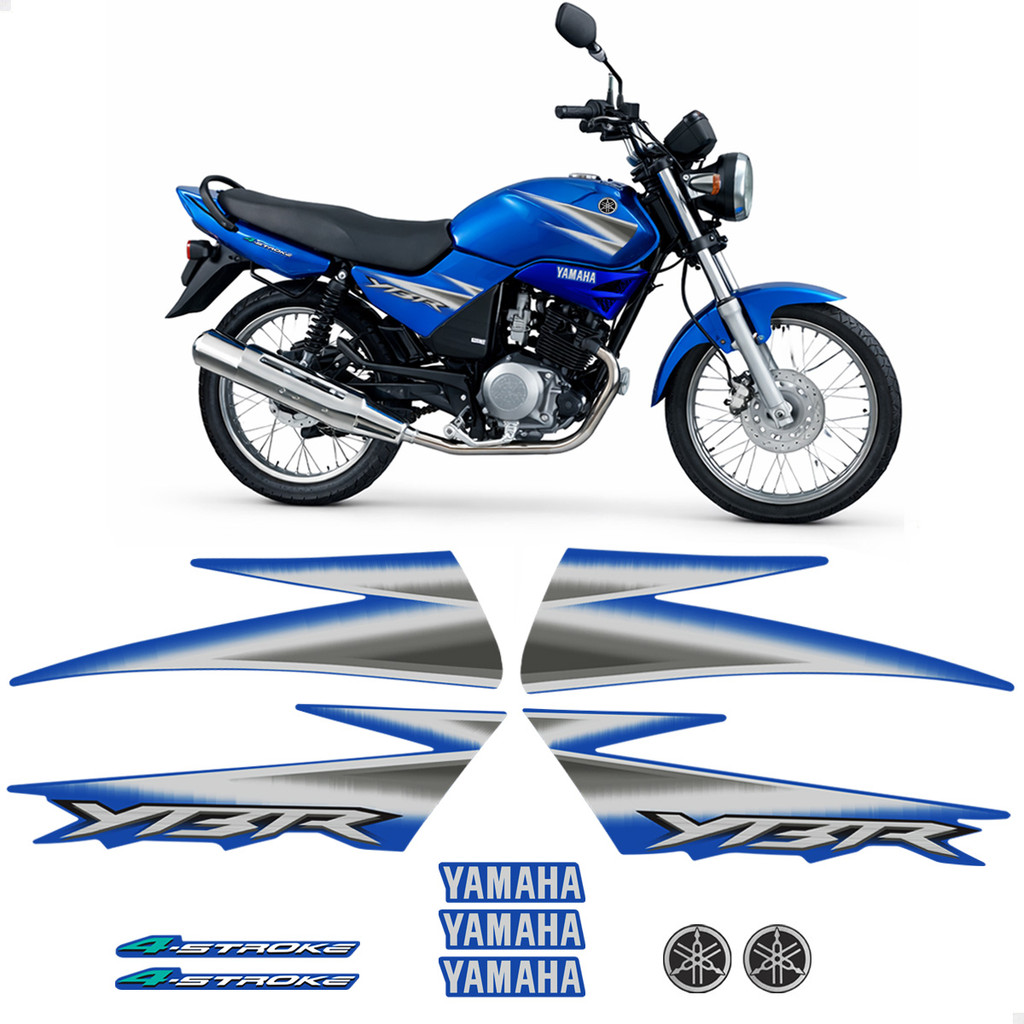 Kit Adesivos Para Yamaha Ybr 125 2005 Moto Azul + Emblemas em Oferta na Shopee