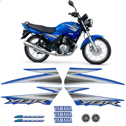 Kit Adesivos Para Yamaha Ybr 125 2005 Moto Azul + Emblemas