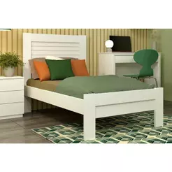 Cama Solteiro Safira Branco/Neve - Tcil Móveis