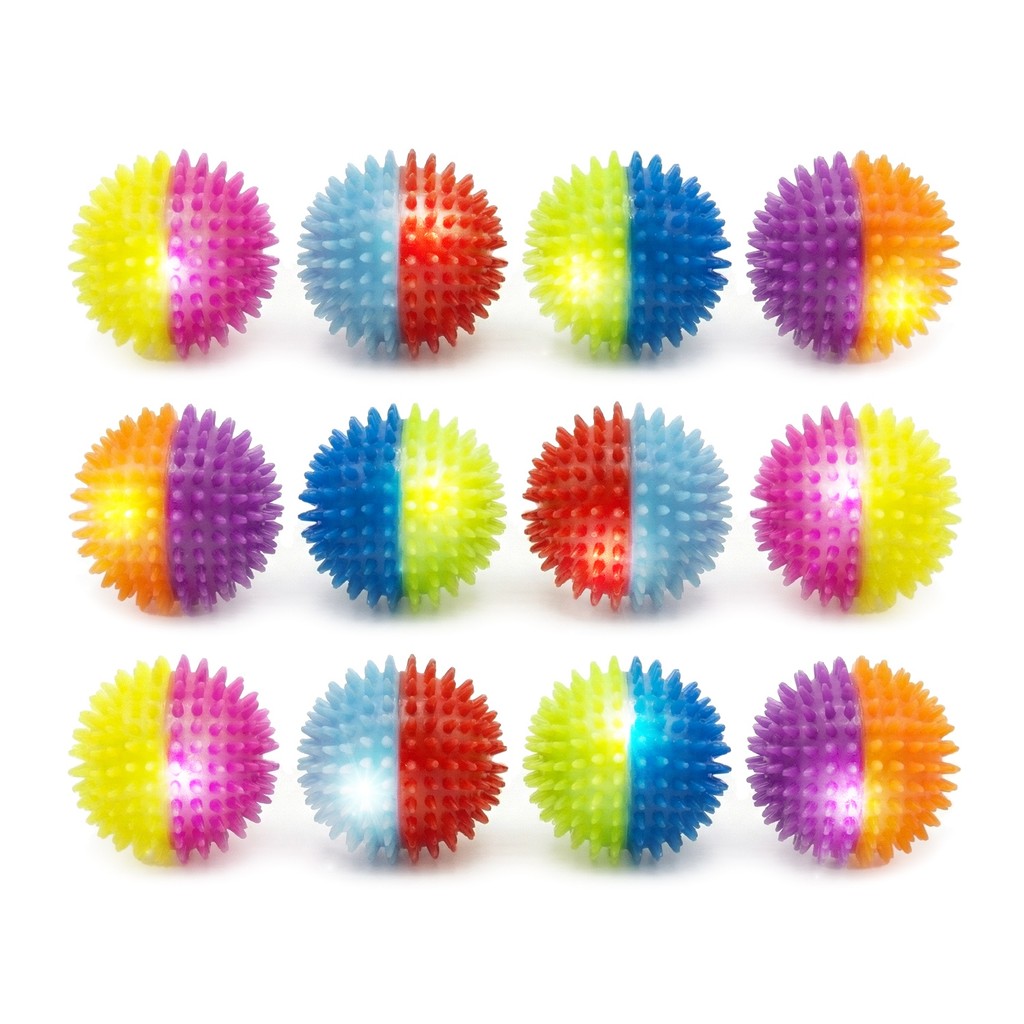 Kit 12 Bolinhas Brinquedo Interativo Para Pets Com Som De Apito E Luz Colorida