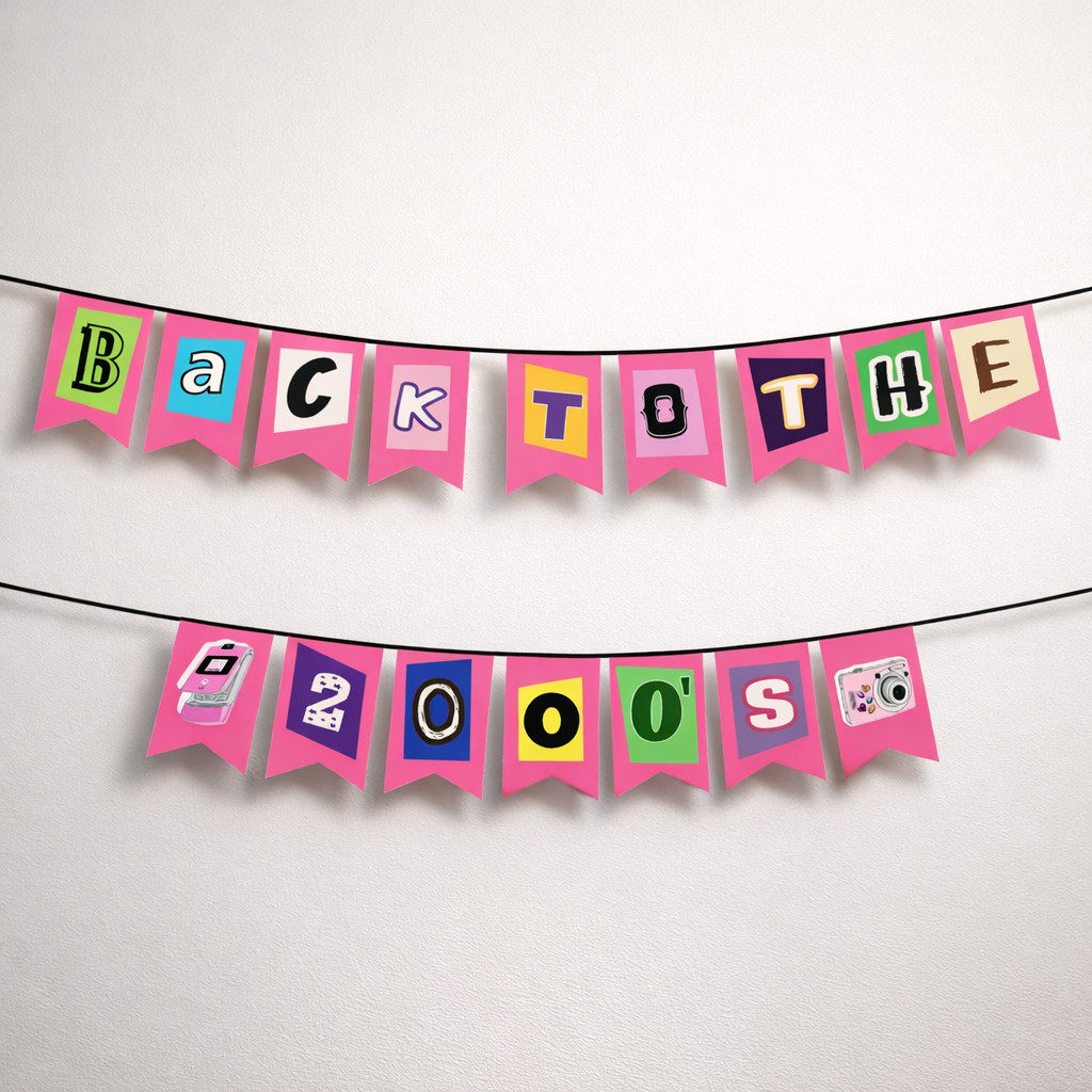 Bandeirola Back To The 2000’s estilo Colagem de Revista Varal de Letras Anos 2000 em Oferta na Shopee