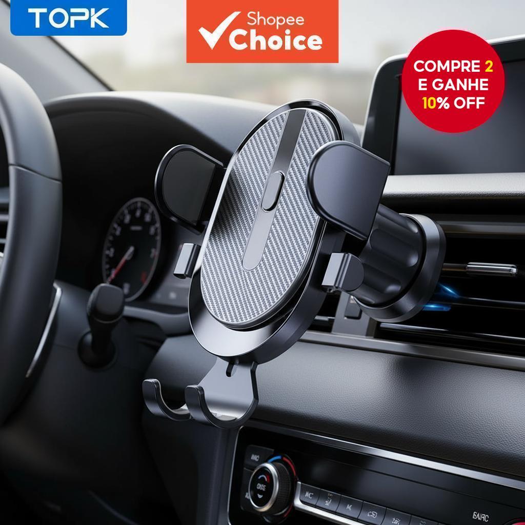 TOPK D39 Suporte para Celular Veicular, Suporte Universal Atualizado 2023 com Presilha Gancho, Suporte para Ventilação