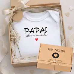 Kit Body Algodão Revelação Gravidez + Caixa Presente - Bc008 - Papai estou a caminho