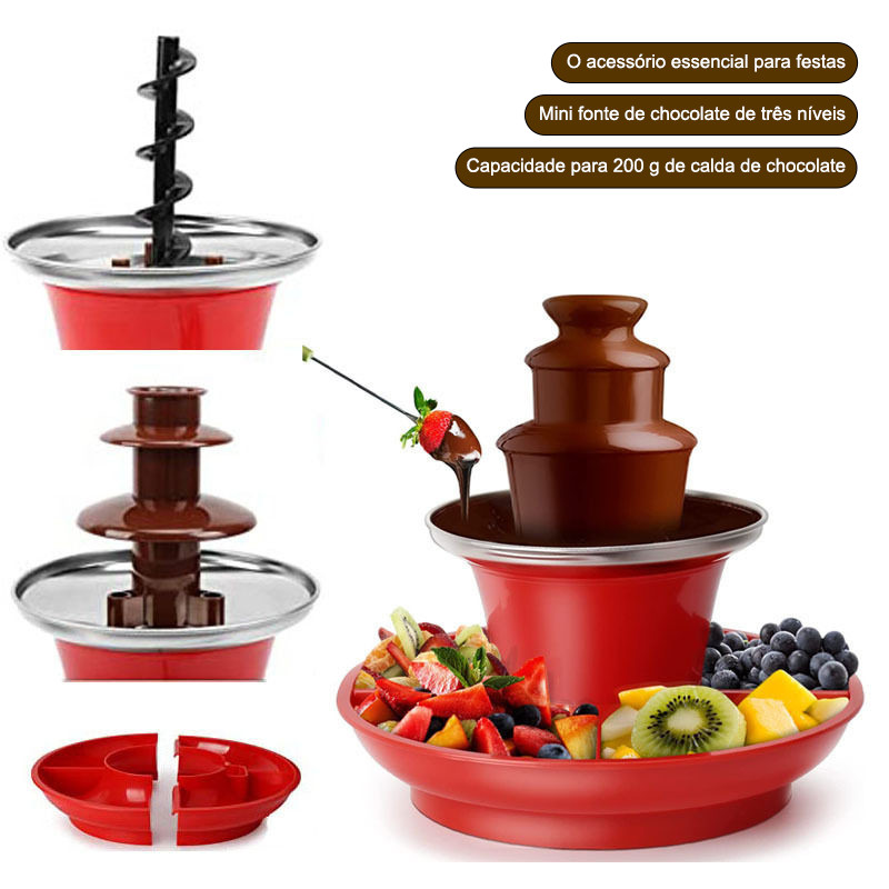 Fonte de Chocolate Elétrica 110V/220V | Panela Fondue para Festa | Cascata de Chocolate Automática | Ideal para Aniversá