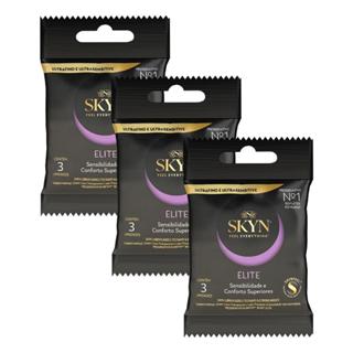 Kit 3 Pacotes Preservativo SKYN Elite C/ 3 Unidades Cada em Oferta na Shopee