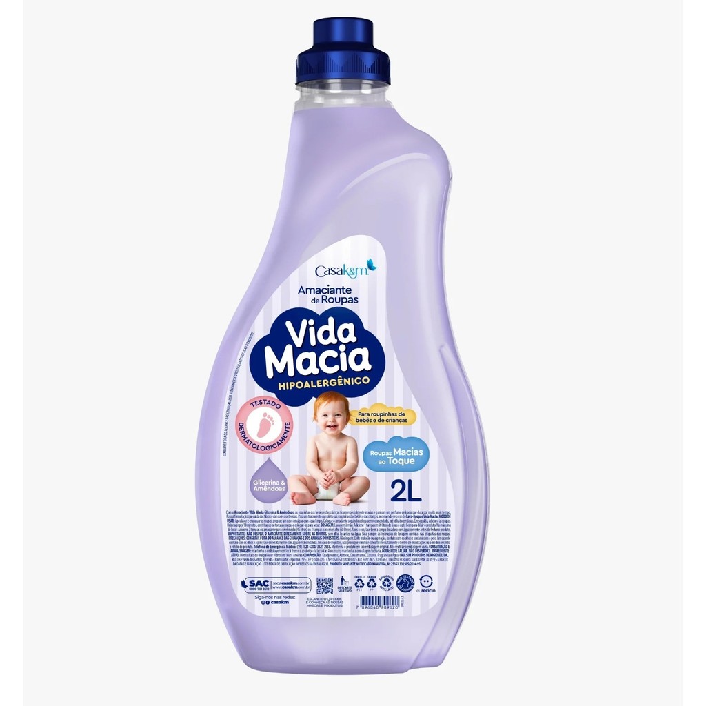 Amaciante de Roupas Vida Macia Glicerina & Amêndoas 2L em Oferta na Shopee