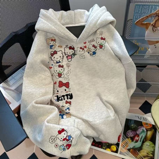 Mais Popular Graffiti Hello Kitty moletom com capuz moda doce outono inverno estilo Super agradável jaqueta em Oferta na Shopee