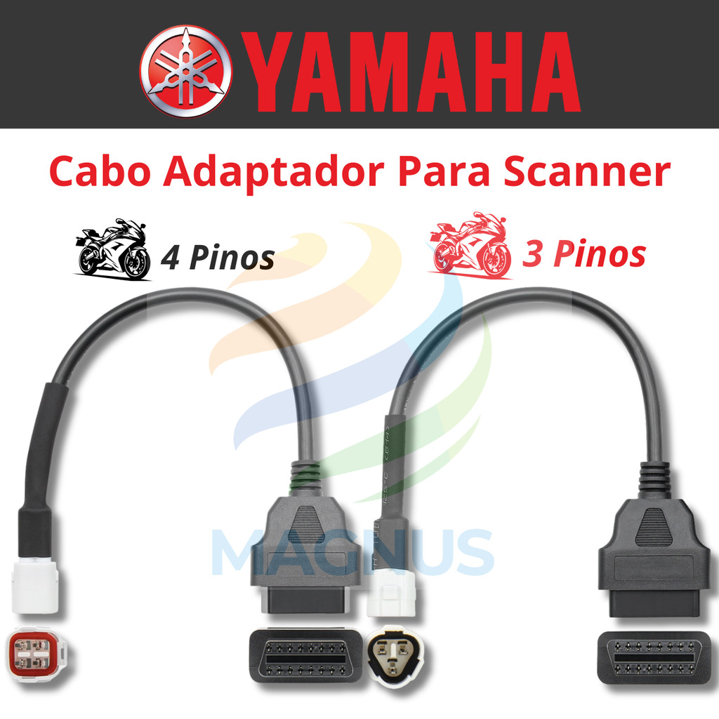 Cabo Obd2 Moto Yamaha 3 ou 4 Pinos Adaptador Para Scanner