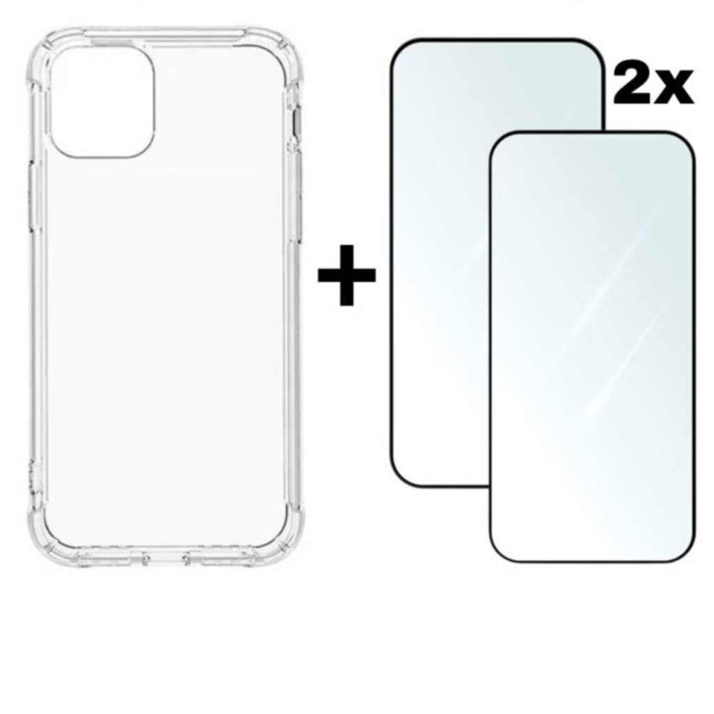 Kit Capa TPU + 2 Vidros Temperados 3D Alta Resistência Compatível iPhone X XS 11 12 13 14 15 16 Pro Max