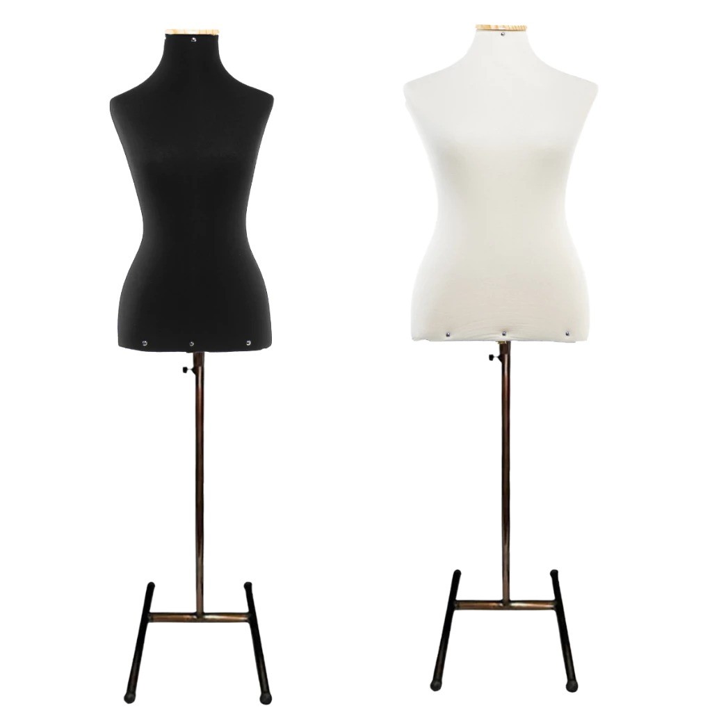 1 Manequim Busto Feminino Forrado Vitrine Com Pedestal H Cobre