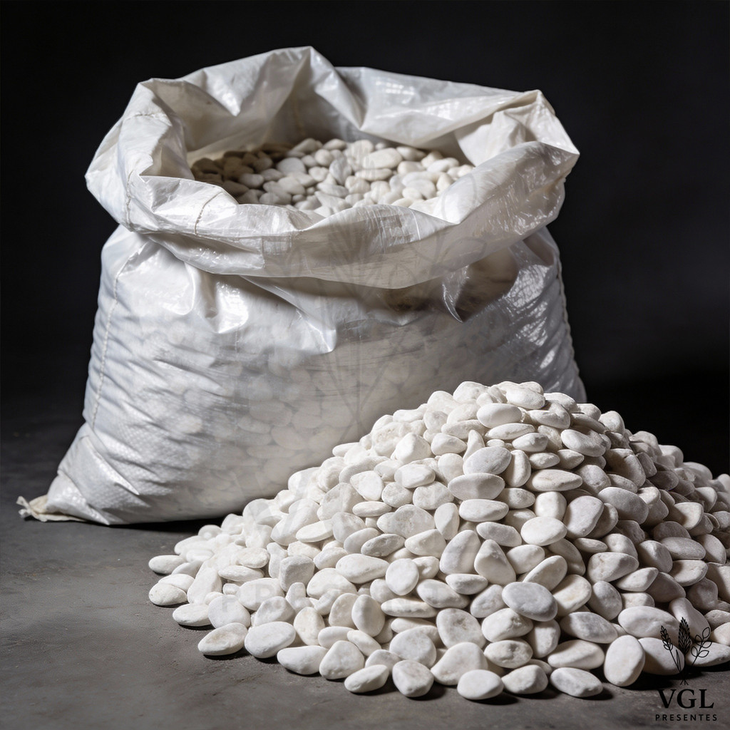 Seixo Branco Dolomita Pedra Branca Para Jardim Vaso 10kg Natural Jardinagem Canteiro Caminho