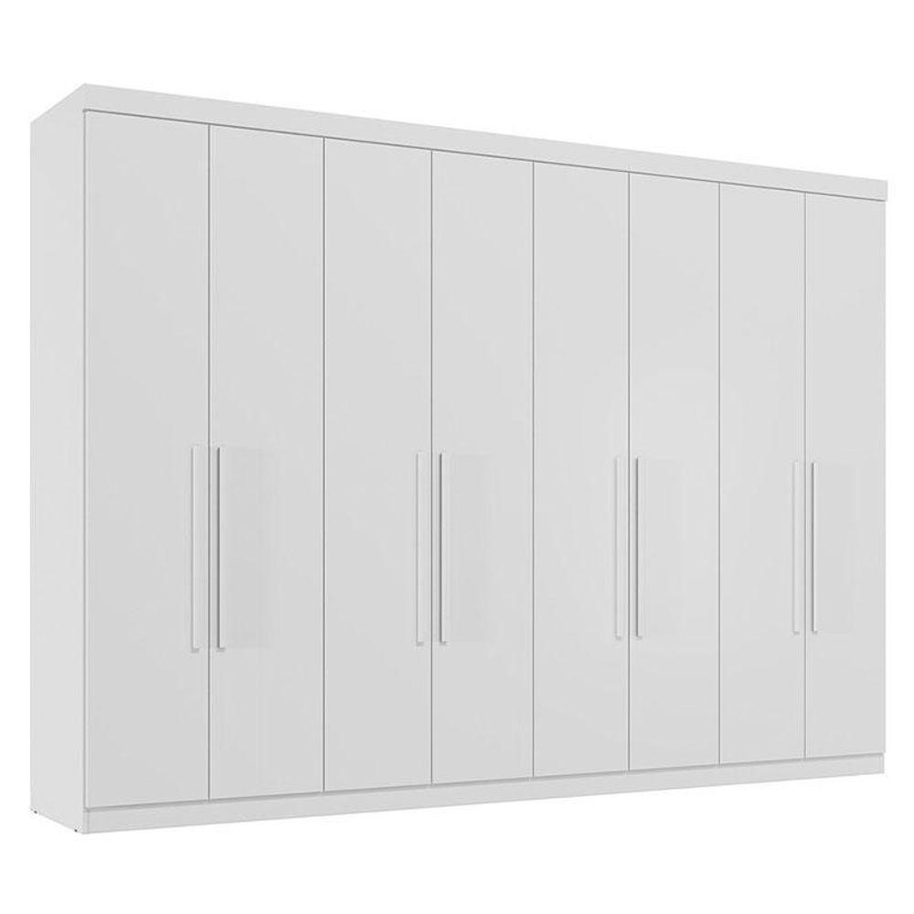 Guarda Roupa Casal 8 Portas 4 Gavetas Master New Branco Brilho - Santos Andirá