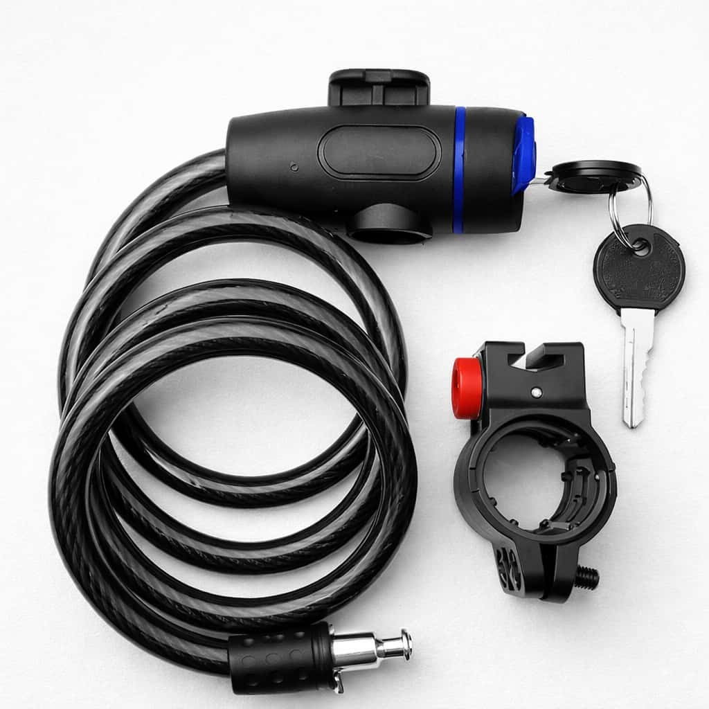 Cadeado de Bicicleta Cabo de Aço Espiral Anti-Roubo com Chave e Suporte para Bike Moto em Oferta na Shopee