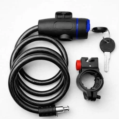 Cadeado de Bicicleta Cabo de Aço Espiral Anti-Roubo com Chave e Suporte para Bike Moto