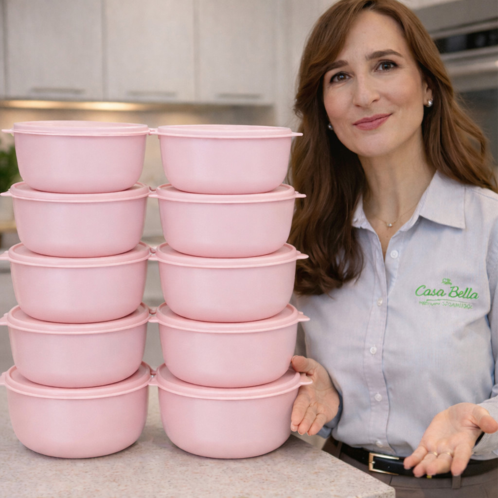 Kit 10 Potes Plásticos 1L com Tampa | Bowl Hermético 1000ml | Marmita para Cozinha, Freezer e Micro