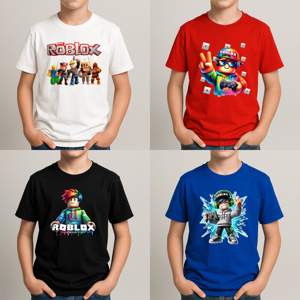 Kit 4 Camisetas Roblox Conjunto Infantil Juvenil Em Algodão Menino Jogo Tamanho 1 Ao 16