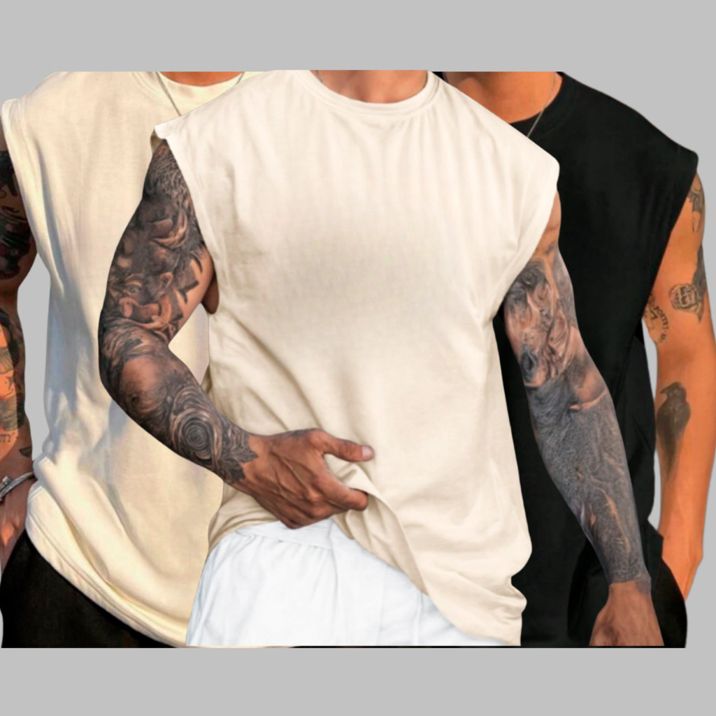 Kit 3 Camisetas Regatas Oversized Masculina Lisa Academia Passeio dia a dia streetwear