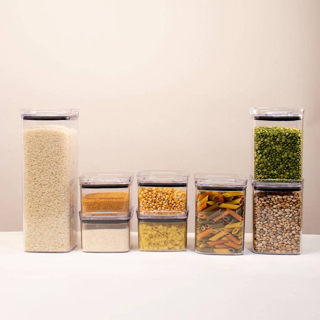 Kit 8 Pote Porta Mantimento Hermético Acrilico Transparente Cozinha 1 de 2,2 l + 3 de 1L + 4 de 0,5L