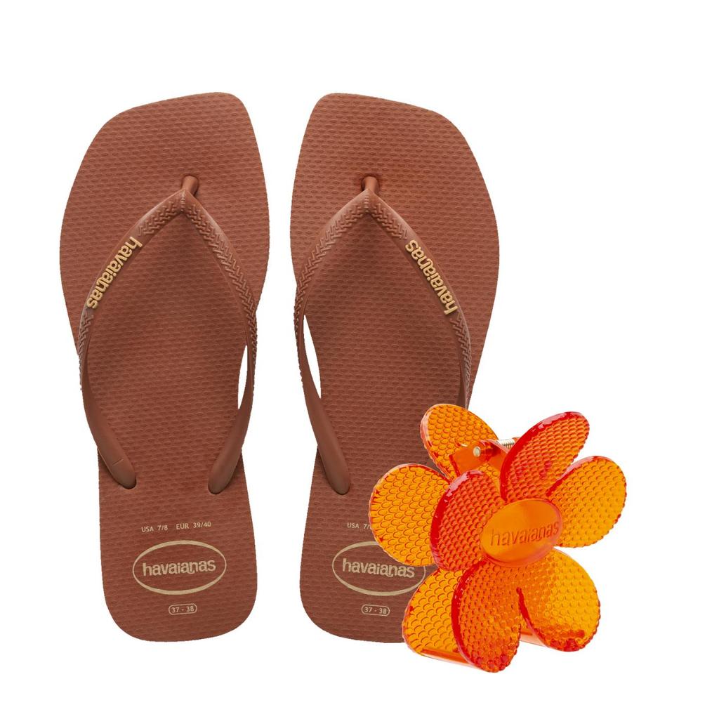 Kit Havaianas - Chinelo Havaianas Slim Square Logo Pop Up + Presilha de Cabelo Havaianas em Oferta na Shopee