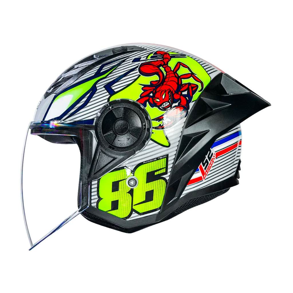 Capacete Aberto Airflow II Sting Branco e Amarelo LS2