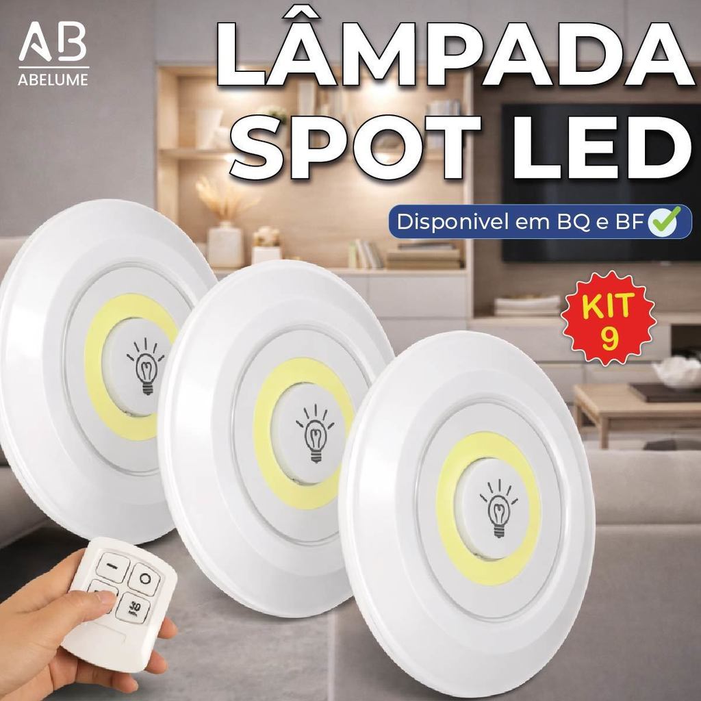 Kit Luminária Spot Led Redondo Com Controle Luz Fria ou Quente Auto Colante Bivolt em Oferta na Shopee