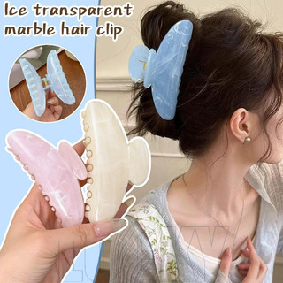 2/1 Unidade De Garras De Cabelo De Resina De Mármore Penetrantes No Gelo-INS Coreano , Simples-Elegante Grampo Semicircu