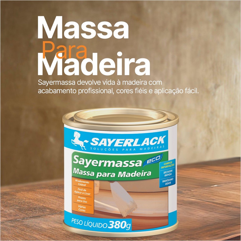 Massa Para Madeira Correção Calafetar Sayerlack 380g - Cores