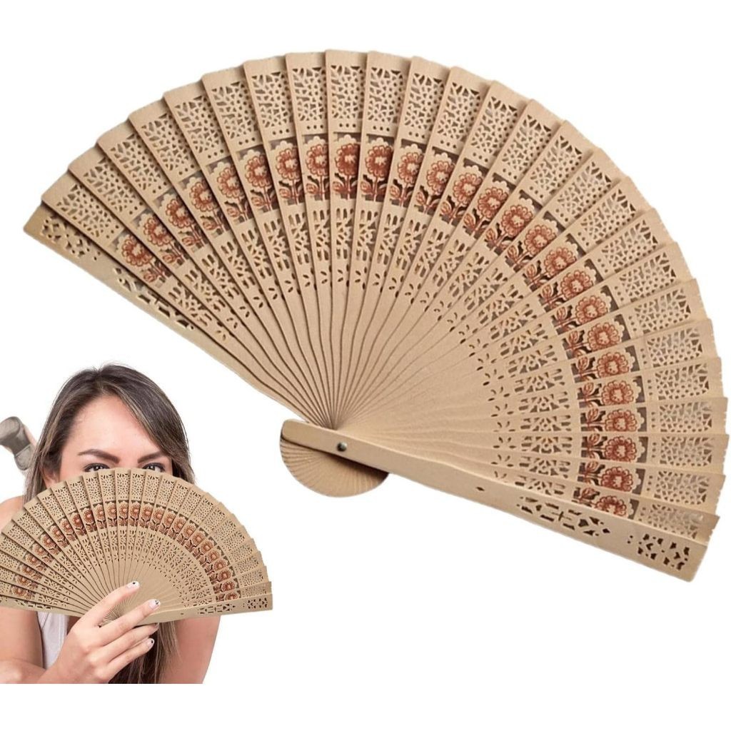 Leque Dobrável Portátil de Madeira Para Dança
