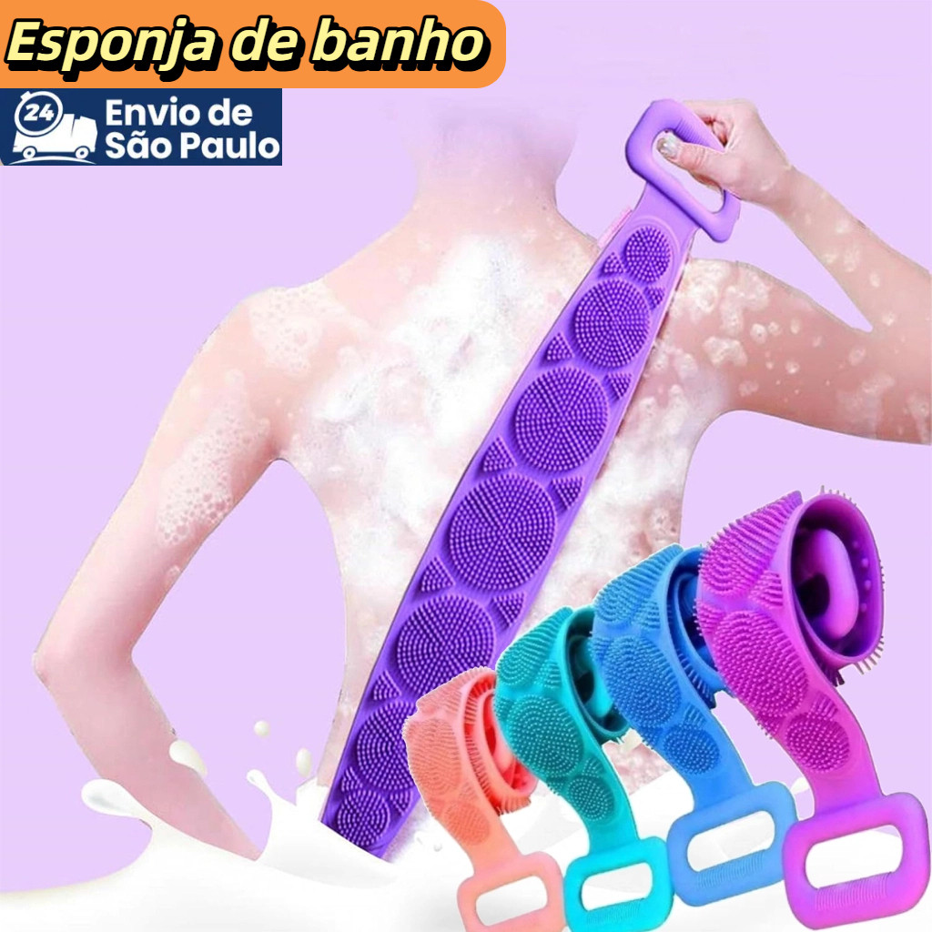 Esponja de Banho lava costa Silicone anti bacteriano Esfoliar O Corpo 70x11.5cm em Oferta na Shopee