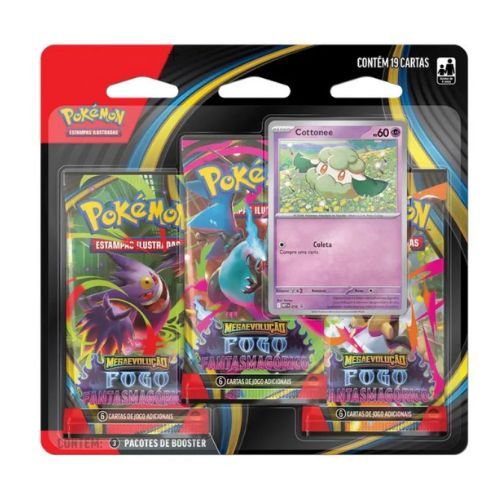 Pokemon Blister Triplo - Fogo Fantasmagórico Cottonee em Oferta na Shopee