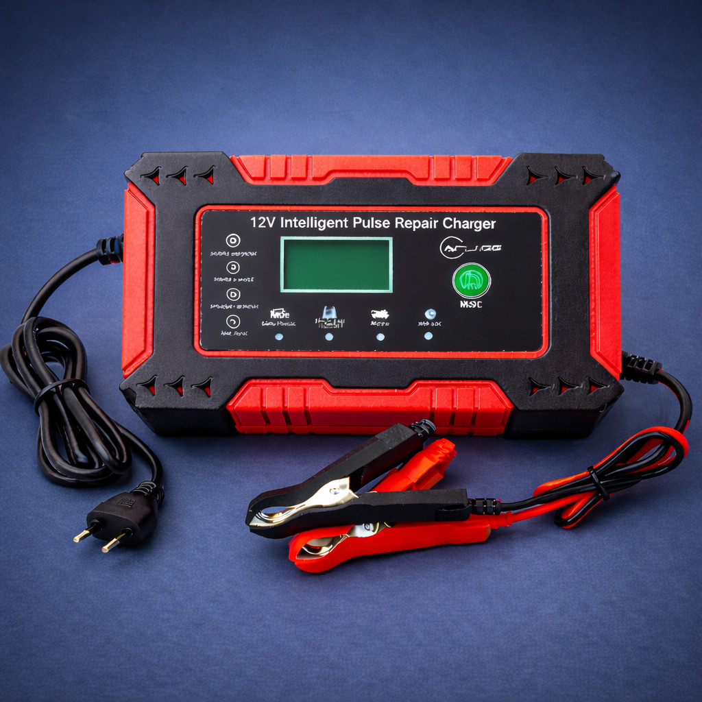 Carregador de Bateria 12V com Função Reparo Pulso Inteligente para Bateria Automotiva