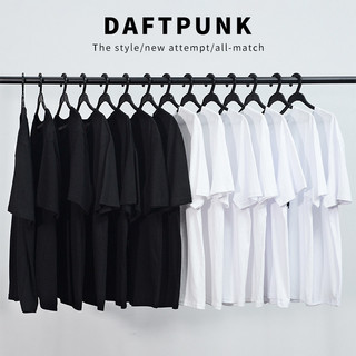 Algodão puro cor sólida camisa de manga curta camiseta branco branco masculino feminino Commuter puro preto interno cami