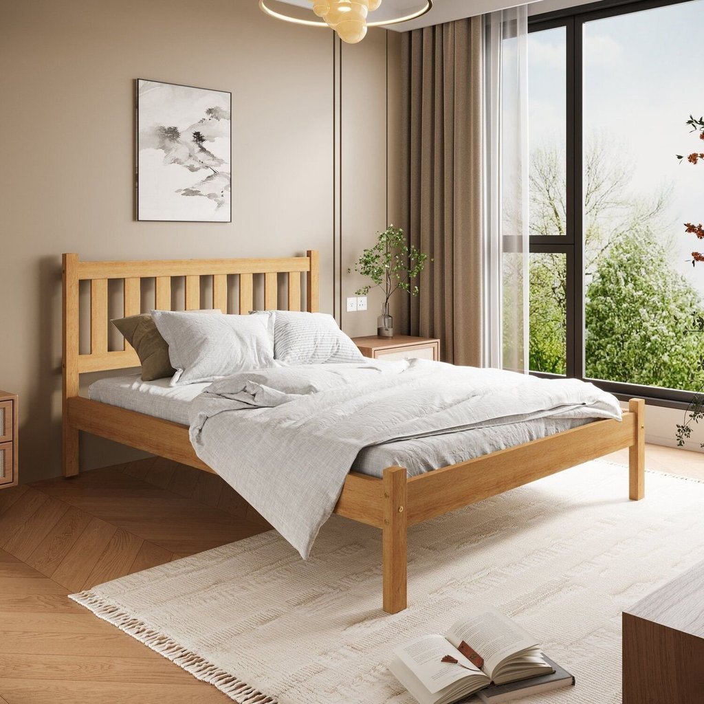 Cama Casal Rústica Madeira Maciça Jasmim em Oferta na Shopee