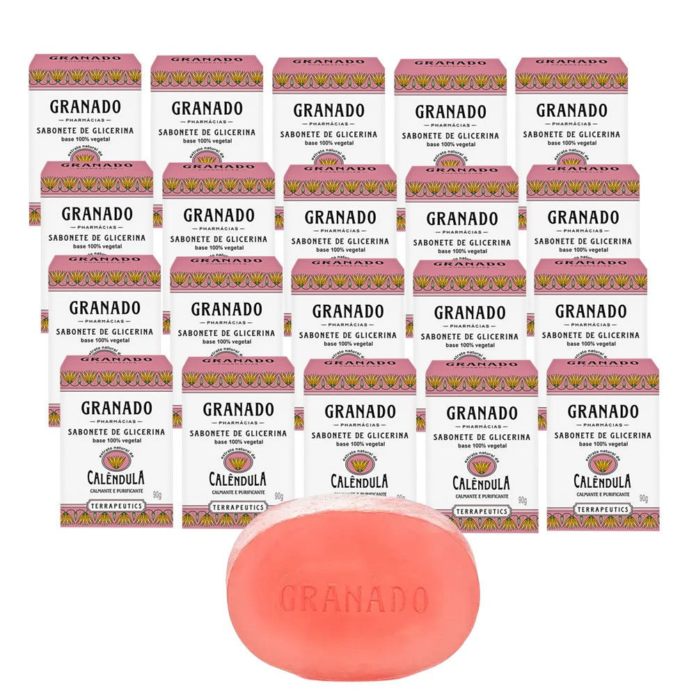 Kit 20 Sabonete Phebo Granado Calêndula Terrapeutics Glicerina Vegetal Natural em Barra 90g