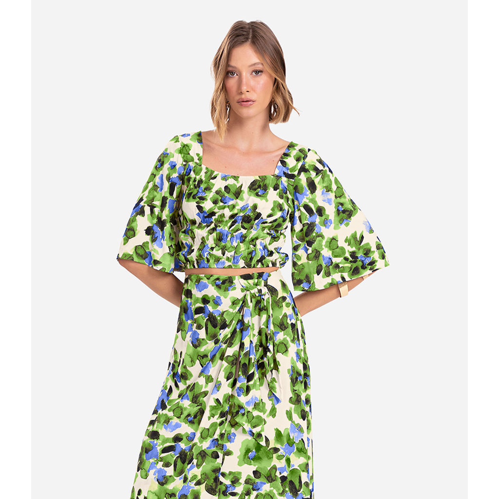 Blusa Cropped Feminina Estampada Endless Verde