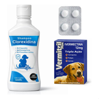 Ivermectina 12mg + Shampoo Clorexidina P/ Cães 30kg A 60kg Branco em Oferta na Shopee