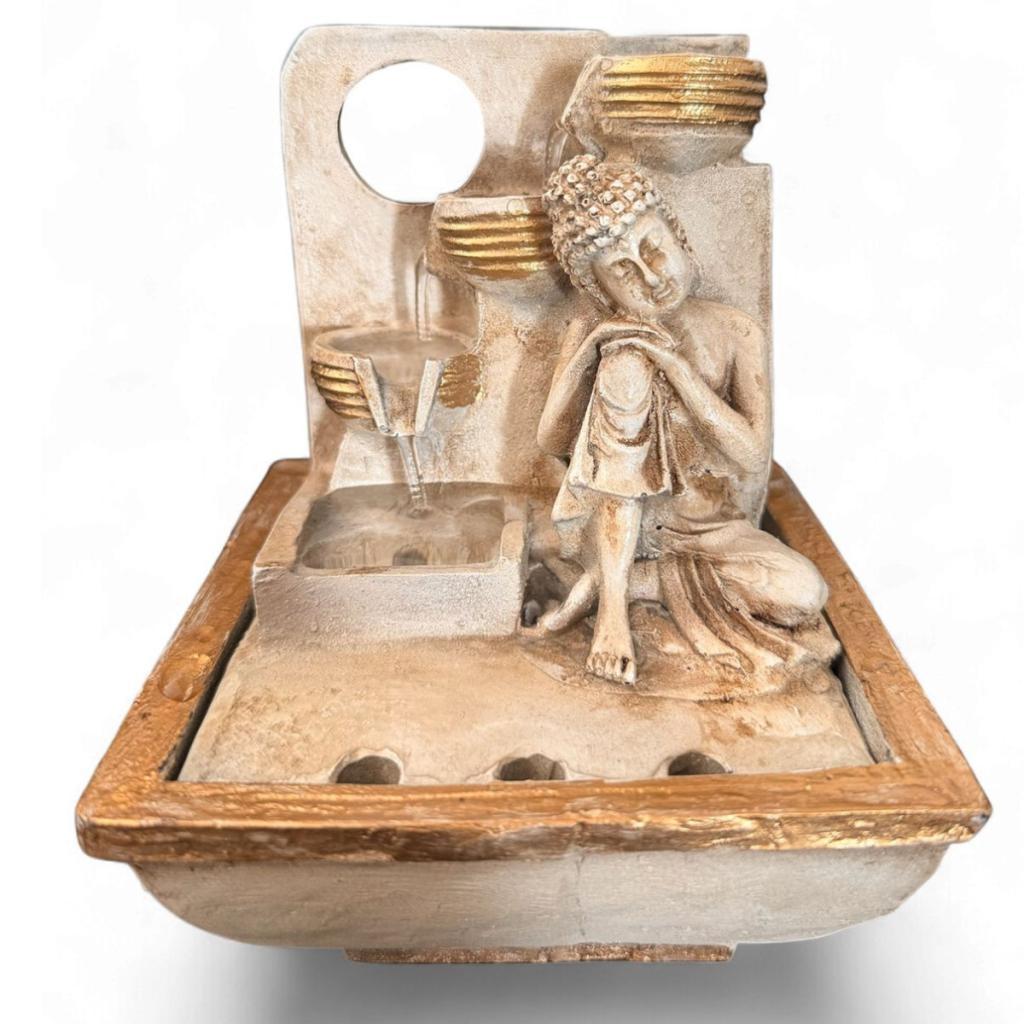 Fonte de Água Cascata Buda Meditando Decoração Casa Jardim Feng Shui
