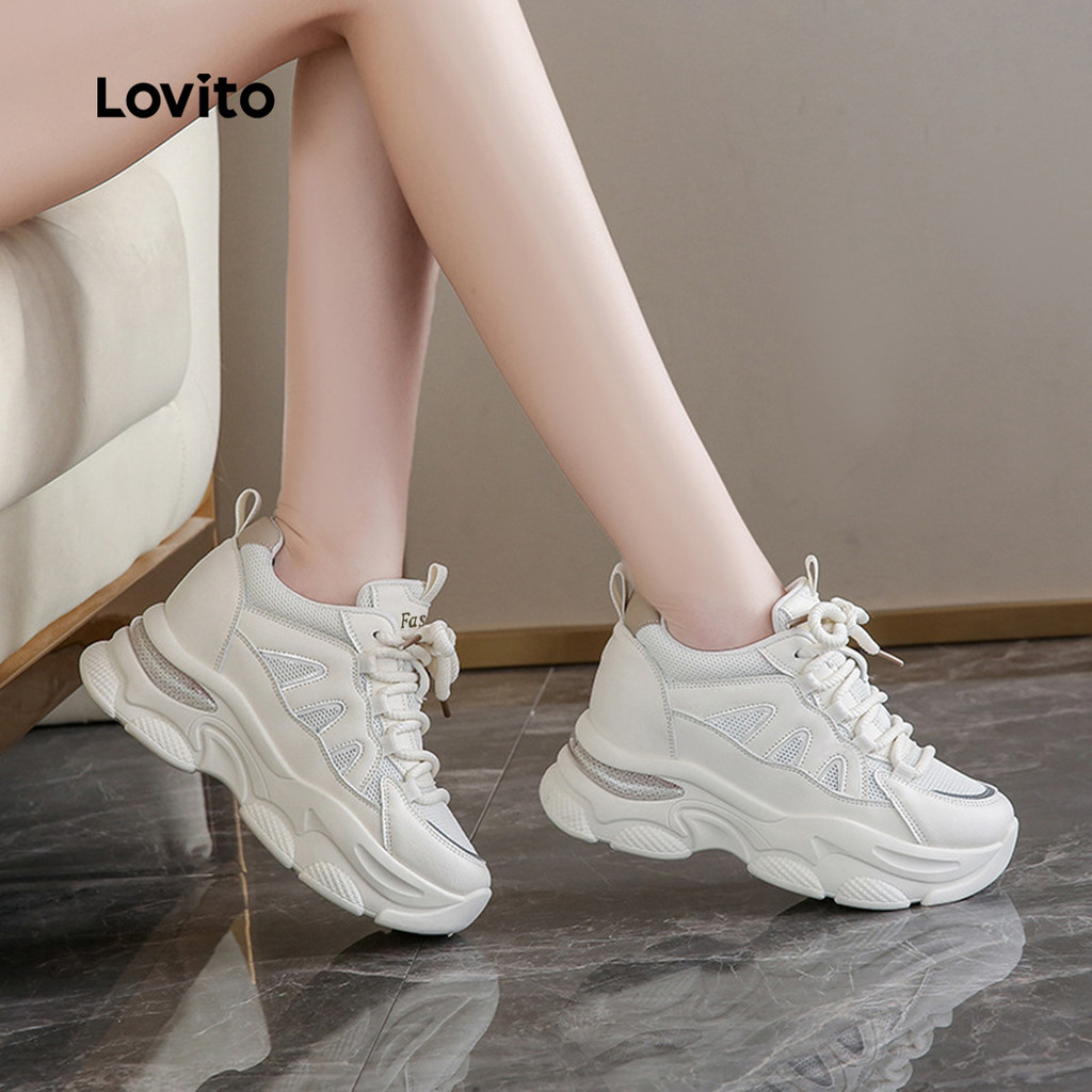 Lovito Tênis Esportivo com Textura Primavera/Verão Para Mulheres LFA91132 em Oferta na Shopee