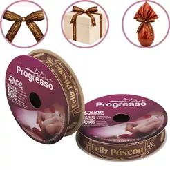 ROLO DE 10 METROS DE FITA CETIM 15 MM PÁSCOA MARROM 519 FITAS PROGRESSO (CHOCO)
