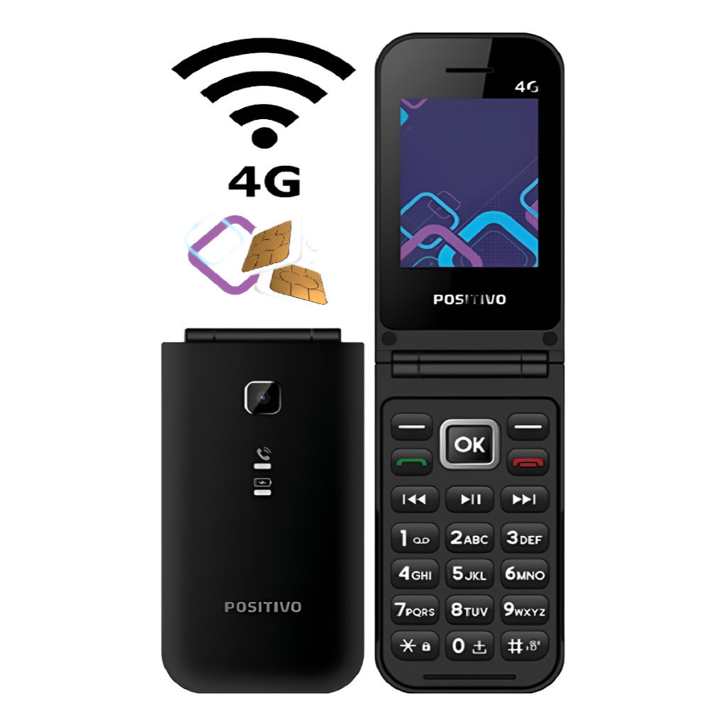 Celular Positivo P51 4G Câmera Traseira Rádio FM Botão SOS