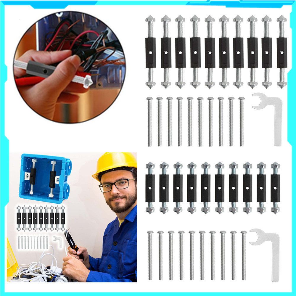 Conjunto de 10 peças de haste de suporte de parafuso ajustável para caixa de interruptor de montagem em parede com chave