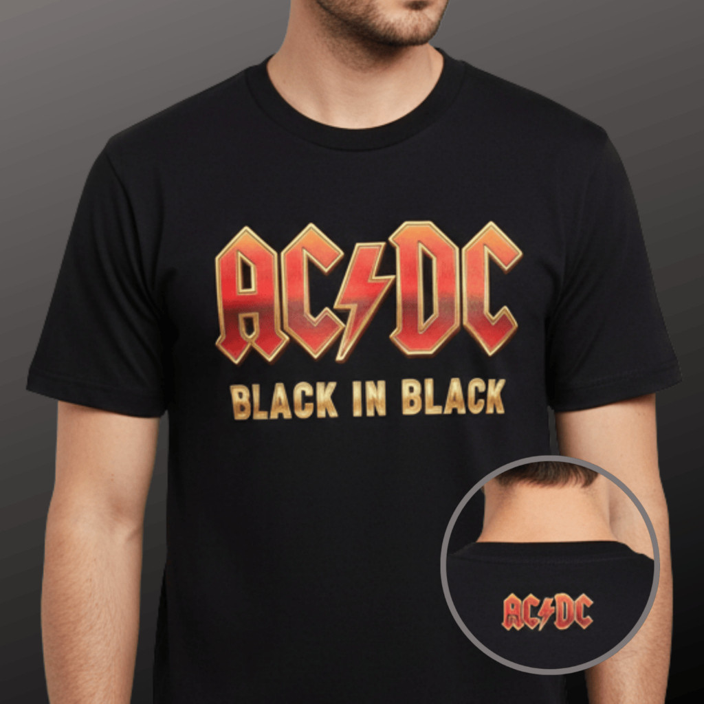 Camiseta Básica AC/DC Black In Black Banda de Rock 100% Algodão Premium Amaruh