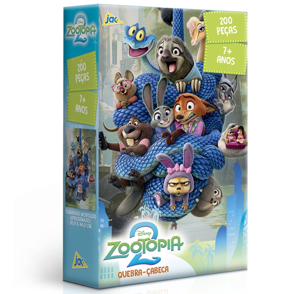 QUEBRA CABEÇA 200 PEÇAS ZOOTOPIA 2 TOYSTER PUZZLE FILMES DESENHOS DISNEY CRIANÇA
